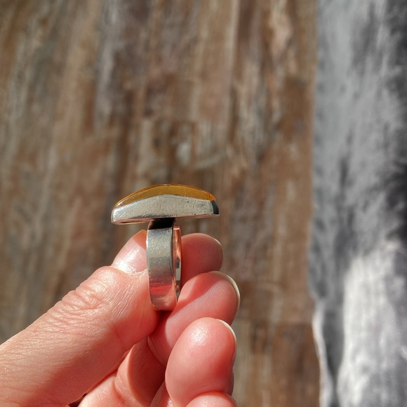 Amber and silver adjustable ring - Picture 9 of 11